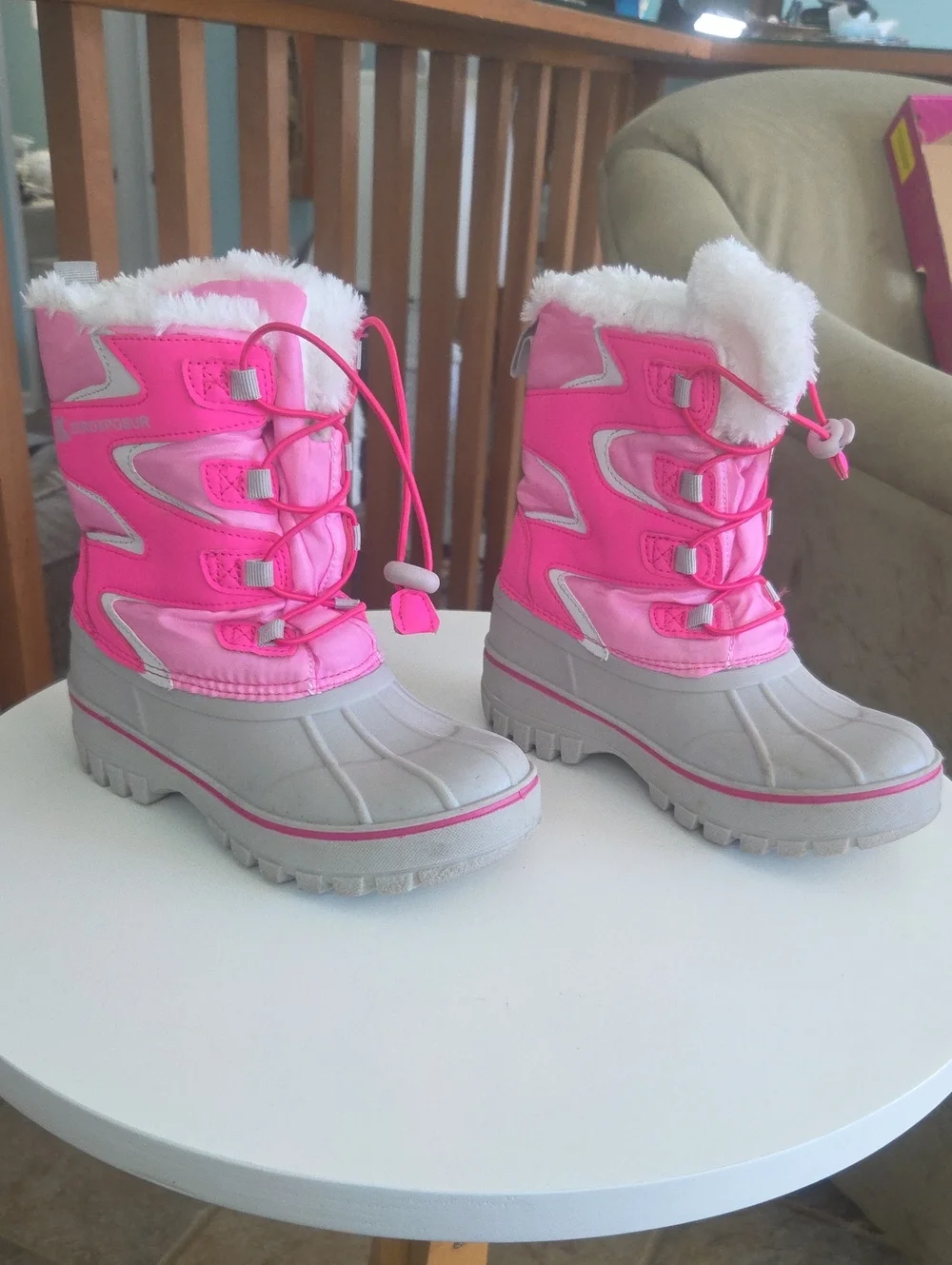 ZEROXPOSUR ZX Kids Pink Waterproof Shell Winter Snow Boots with Faux Fur
